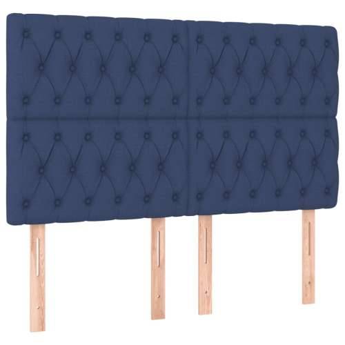 Krevet box spring s madracem LED plavi 140x200 cm od tkanine - Plava 140 x 200 cm Dizajn s gumbima Cijena
