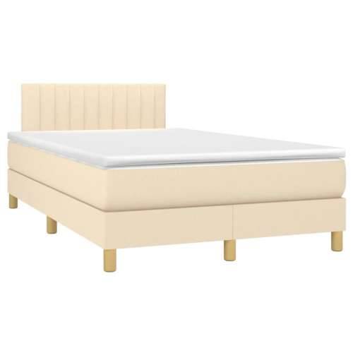 Krevet box spring s madracem LED krem 120 x 200 cm od tkanine - Krema 120 x 200 cm Okomite pruge Cijena