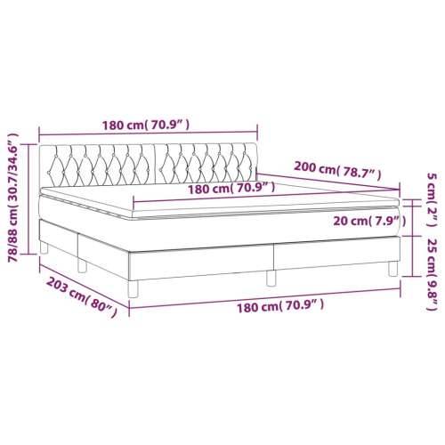 Krevet box spring s madracem LED tamnosivi 180x200 cm tkanina - Tamno siva 180 x 200 cm Dizajn s gumbima Cijena