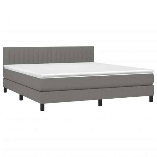 Krevet box spring s madracem LED tamnosivi 180x200 cm tkanina - Tamno siva 180 x 200 cm Okomite pruge Cijena