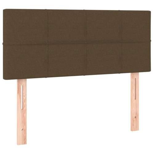 Krevet box spring s madracem LED tamnosmeđi 120x200 cm tkanina - Tamno smeđa 120 x 200 cm Blok s kvadratima Cijena