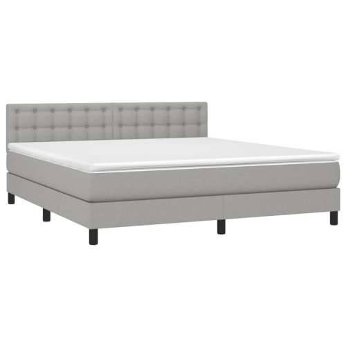 Krevet box spring s madracem LED svjetlosivi 180x200 cm tkanina - Svjetlosiva 180 x 200 cm gumbi Cijena