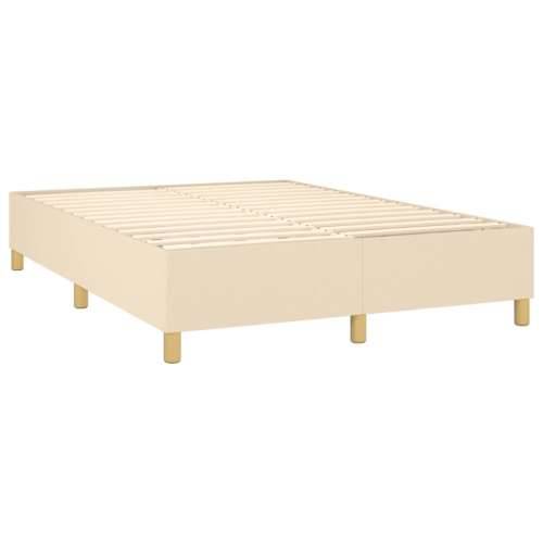 Krevet box spring s madracem LED krem 140x190 cm od tkanine - Krema 140 x 190 cm Dizajn s gumbima Cijena