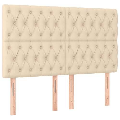 Krevet box spring s madracem LED krem 140x190 cm od tkanine - Krema 140 x 190 cm Dizajn s gumbima Cijena