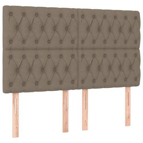 Krevet box spring s madracem LED smeđesivi 140x200 cm tkanina - Sivo-smeđa 140 x 200 cm Dizajn s gumbima Cijena
