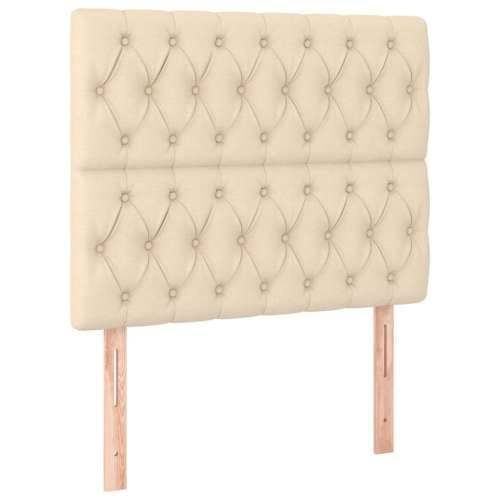Krevet box spring s madracem LED krem 90x200 cm od tkanine - Krema 90 x 200 cm Dizajn s gumbima Cijena