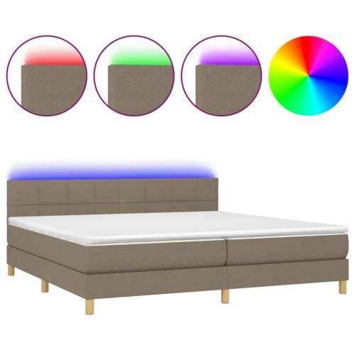 Krevet box spring s madracem LED smeđesivi 200x200 cm tkanina - Sivo-smeđa 200 x 200 cm Blok s kvadratima Cijena