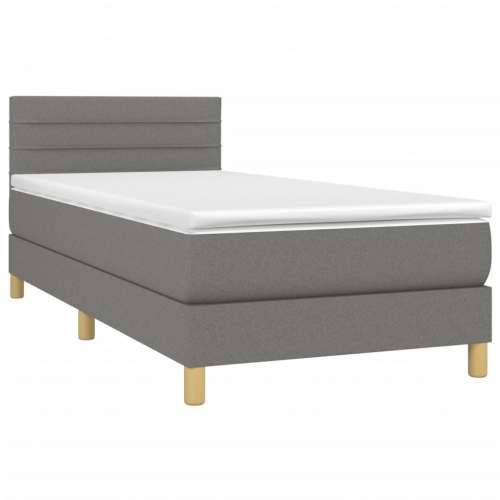Krevet box spring s madracem LED tamnosivi 90x190 cm tkanina - Tamno siva 90 x 190 cm vodoravne pruge Cijena