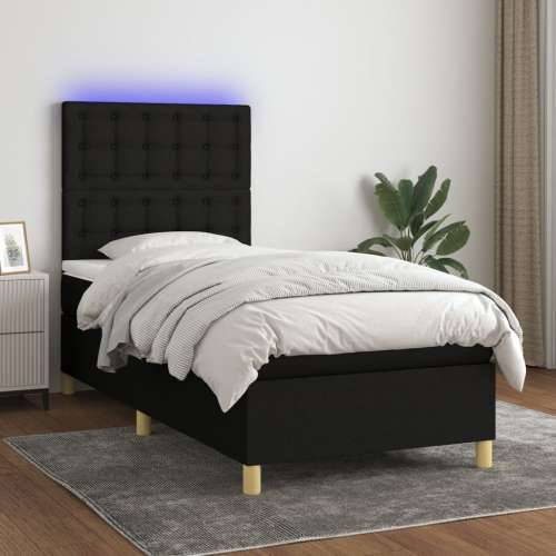 Krevet box spring s madracem LED crni 80 x 200 cm od tkanine - Crna 80 x 200 cm gumbi Cijena