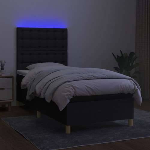 Krevet box spring s madracem LED crni 80 x 200 cm od tkanine - Crna 80 x 200 cm gumbi Cijena