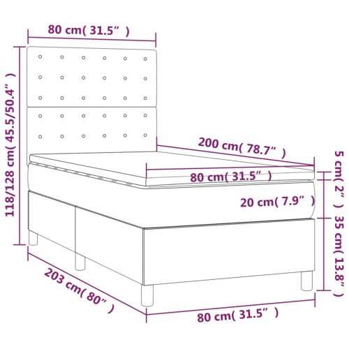 Krevet box spring s madracem LED crni 80 x 200 cm od tkanine - Crna 80 x 200 cm gumbi Cijena