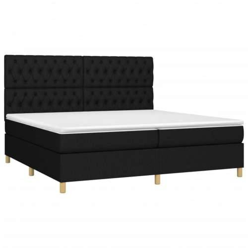 Krevet box spring s madracem LED crni 200x200 cm od tkanine - Crna 200 x 200 cm Dizajn s gumbima Cijena