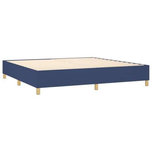 Krevet box spring s madracem LED plavi 200x200 cm od tkanine - Plava 200 x 200 cm Dizajn s gumbima Cijena