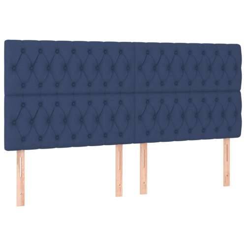 Krevet box spring s madracem LED plavi 200x200 cm od tkanine - Plava 200 x 200 cm Dizajn s gumbima Cijena