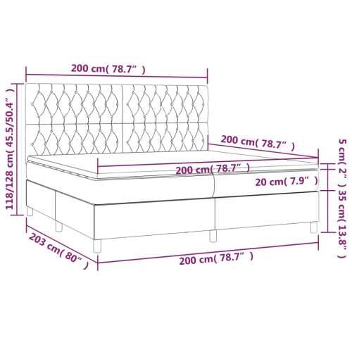 Krevet box spring s madracem LED plavi 200x200 cm od tkanine - Plava 200 x 200 cm Dizajn s gumbima Cijena