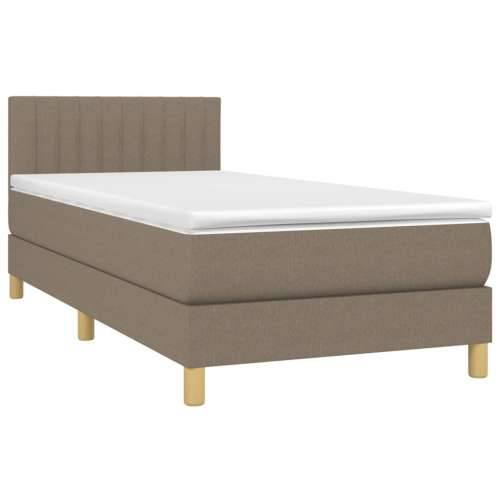 Krevet box spring s madracem LED smeđesivi 90x200 cm tkanina - Sivo-smeđa 90 x 200 cm Okomite pruge Cijena