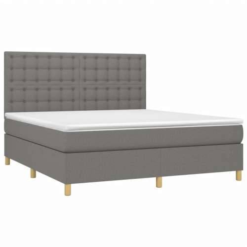 Krevet box spring s madracem LED tamnosivi 180x200 cm tkanina Cijena