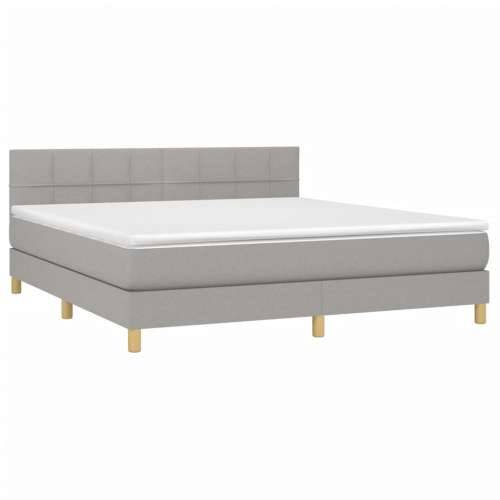 Krevet box spring s madracem LED svjetlosivi 160x200 cm tkanina - Svjetlosiva 160 x 200 cm Blok s kvadratima Cijena