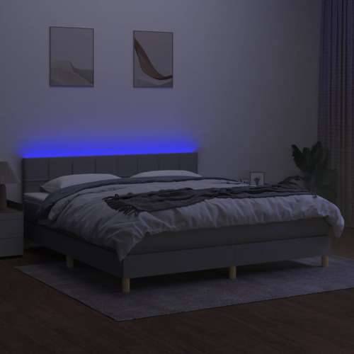 Krevet box spring s madracem LED svjetlosivi 160x200 cm tkanina - Svjetlosiva 160 x 200 cm Blok s kvadratima Cijena