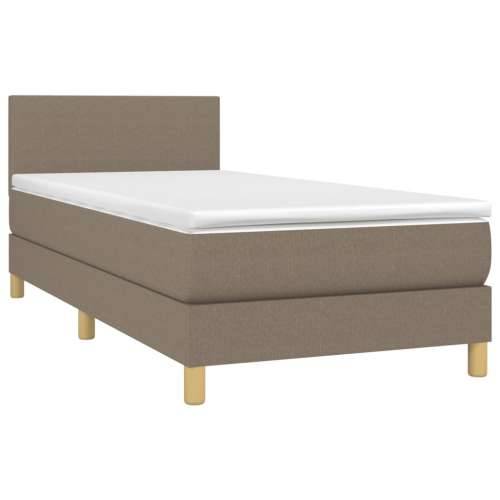 Krevet box spring s madracem LED smeđesivi 100x200 cm tkanina - Sivo-smeđa 100 x 200 cm Gladak dizajn Cijena