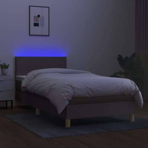 Krevet box spring s madracem LED smeđesivi 100x200 cm tkanina - Sivo-smeđa 100 x 200 cm Gladak dizajn Cijena