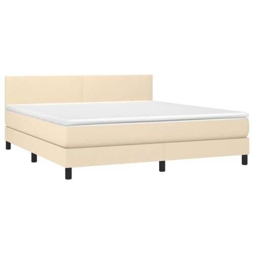Krevet box spring s madracem LED krem 180x200 cm od tkanine - Krema 180 x 200 cm Gladak dizajn Cijena