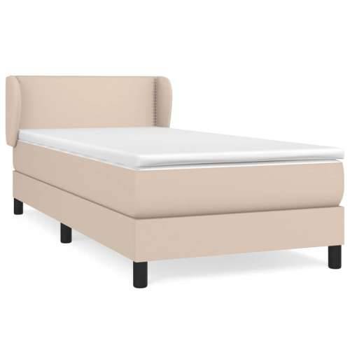 Krevet s oprugama i madrac cappuccino 100x200cm od umjetne kože - Boja cappuccina 100 x 200 cm Obično s čavlima Cijena