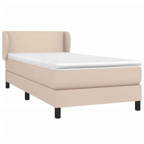 Krevet s oprugama i madrac cappuccino 100x200cm od umjetne kože - Boja cappuccina 100 x 200 cm Obično s čavlima Cijena