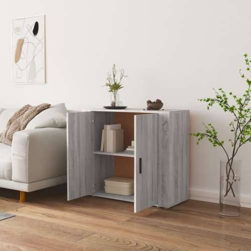 Komoda sivog hrasta sonome 80x33x70 cm od konstruiranog drva - Sivi hrast sonoma 1 Cijena