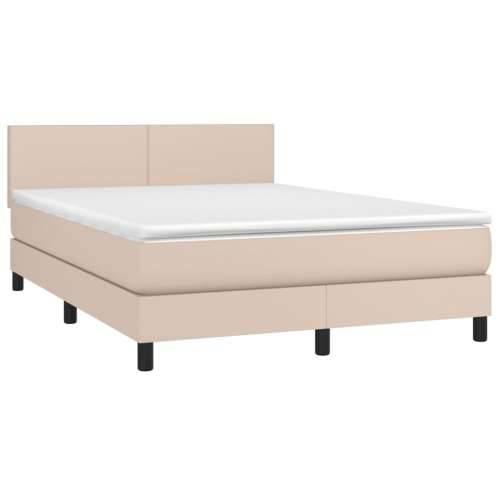 Krevet box spring madrac LED cappuccino 140x200cm umjetna koža - Boja cappuccina 140 x 200 cm Gladak dizajn Cijena