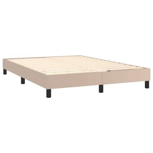 Krevet box spring madrac LED cappuccino 140x200cm umjetna koža - Boja cappuccina 140 x 200 cm Gladak dizajn Cijena