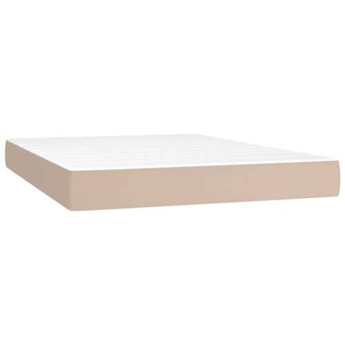 Krevet box spring madrac LED cappuccino 140x200cm umjetna koža - Boja cappuccina 140 x 200 cm Gladak dizajn Cijena