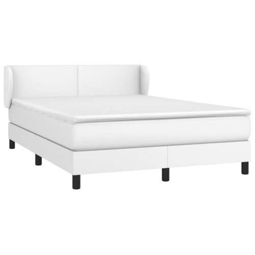 Krevet s oprugama i madracem bijeli 140x190 cm od umjetne kože - Bijela 140 x 190 cm Gladak dizajn Cijena