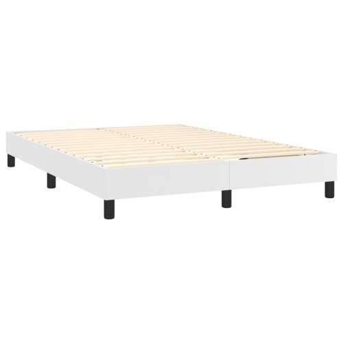 Krevet s oprugama i madracem bijeli 140x190 cm od umjetne kože - Bijela 140 x 190 cm Gladak dizajn Cijena
