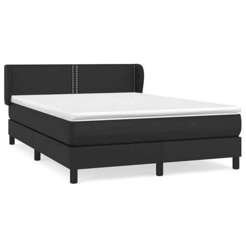 Krevet s oprugama i madracem crni 140 x 190 cm od umjetne kože - Crna 140 x 190 cm Obično s čavlima Cijena