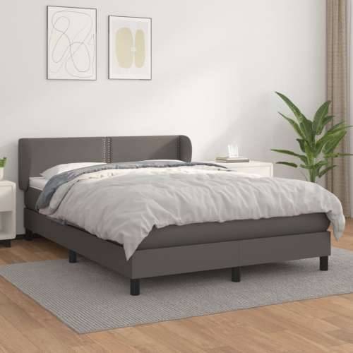Krevet s oprugama i madracem sivi 140x190 cm od umjetne kože - Siva 140 x 190 cm Obično s čavlima Cijena