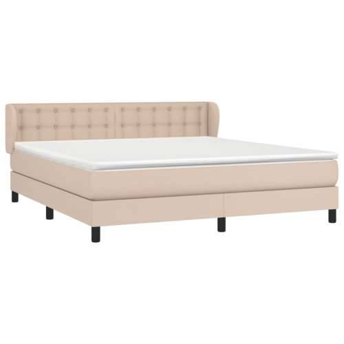 Krevet s oprugama i madrac cappuccino 160x200cm od umjetne kože - Boja cappuccina 160 x 200 cm gumbi Cijena