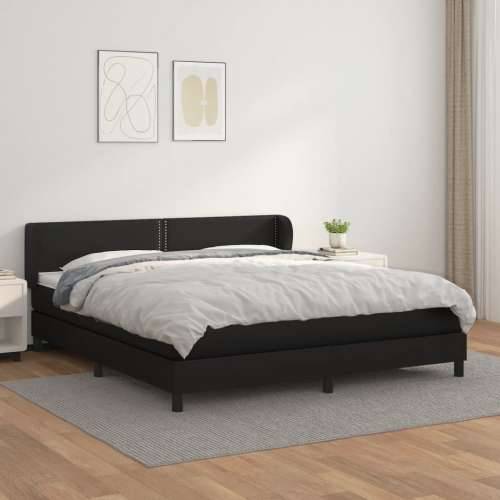 Krevet s oprugama i madracem crni 160 x 200 cm od umjetne kože - Crna 160 x 200 cm Obično s čavlima Cijena