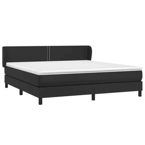 Krevet s oprugama i madracem crni 160 x 200 cm od umjetne kože - Crna 160 x 200 cm Obično s čavlima Cijena