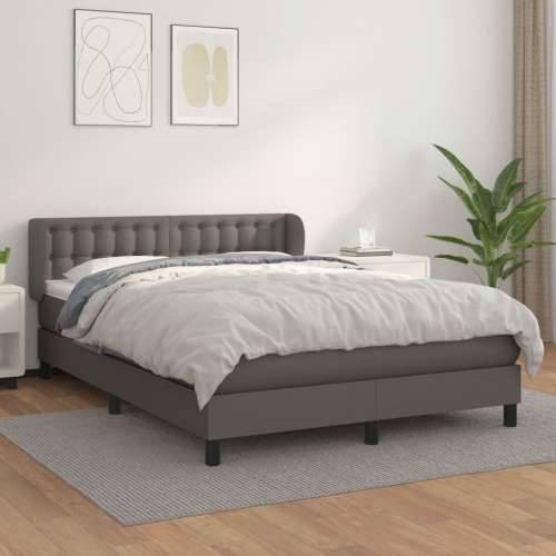 Krevet s oprugama i madracem sivi 140x190 cm od umjetne kože - Siva 140 x 190 cm gumbi Cijena