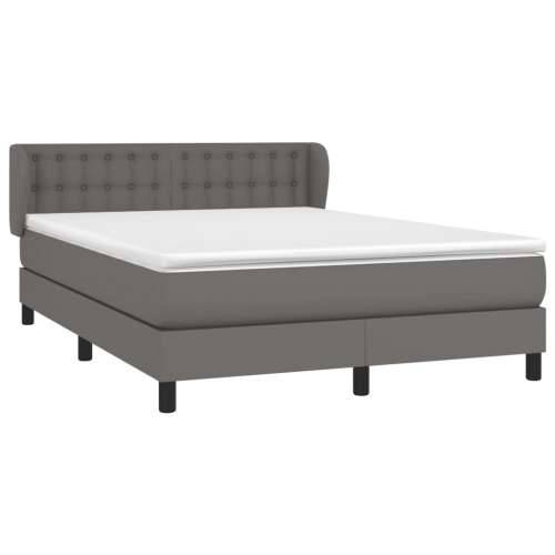 Krevet s oprugama i madracem sivi 140x190 cm od umjetne kože - Siva 140 x 190 cm gumbi Cijena