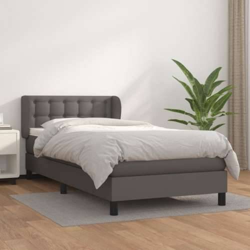Krevet s oprugama i madracem sivi 100x200 cm od umjetne kože - Siva 100 x 200 cm gumbi Cijena