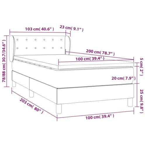Krevet s oprugama i madracem sivi 100x200 cm od umjetne kože - Siva 100 x 200 cm gumbi Cijena