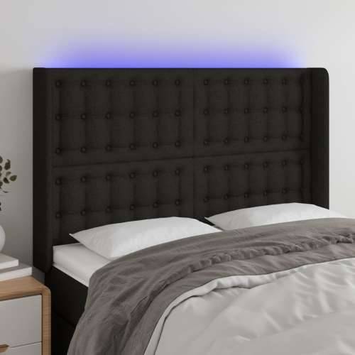 LED uzglavlje crno 147 x 16 x 118/128 cm od tkanine - Crna 147 x 16 x 118/128 cm 1 Cijena