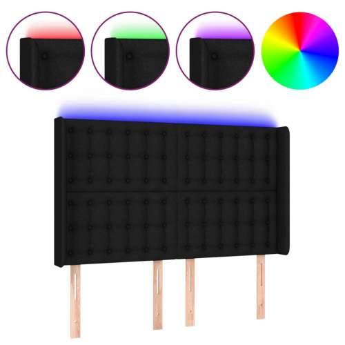 LED uzglavlje crno 147 x 16 x 118/128 cm od tkanine - Crna 147 x 16 x 118/128 cm 1 Cijena