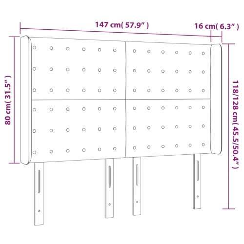 LED uzglavlje crno 147 x 16 x 118/128 cm od tkanine - Crna 147 x 16 x 118/128 cm 1 Cijena