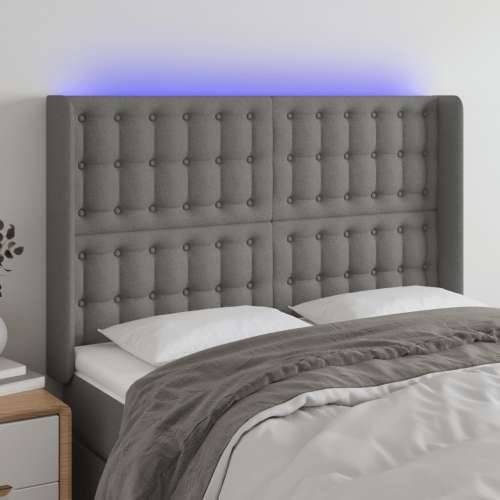 LED uzglavlje tamnosivo 147 x 16 x 118/128 cm od tkanine - Tamno siva 147 x 16 x 118/128 cm 1 Cijena