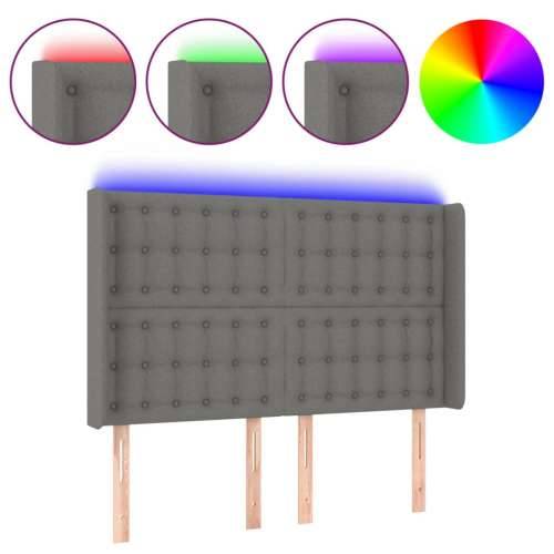 LED uzglavlje tamnosivo 147 x 16 x 118/128 cm od tkanine - Tamno siva 147 x 16 x 118/128 cm 1 Cijena