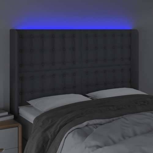 LED uzglavlje tamnosivo 147 x 16 x 118/128 cm od tkanine - Tamno siva 147 x 16 x 118/128 cm 1 Cijena