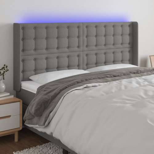 LED uzglavlje tamnosivo 183 x 16 x 118/128 cm od tkanine - Tamno siva 183 x 16 x 118/128 cm 1 Cijena